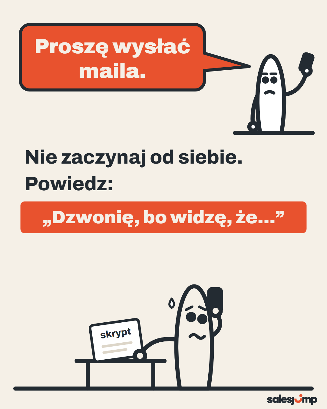 Klient rozłącza się po pierwszym zdaniu? Nie zaczynaj od siebie, powiedz: „Dzwonię, bo widzę, że…”