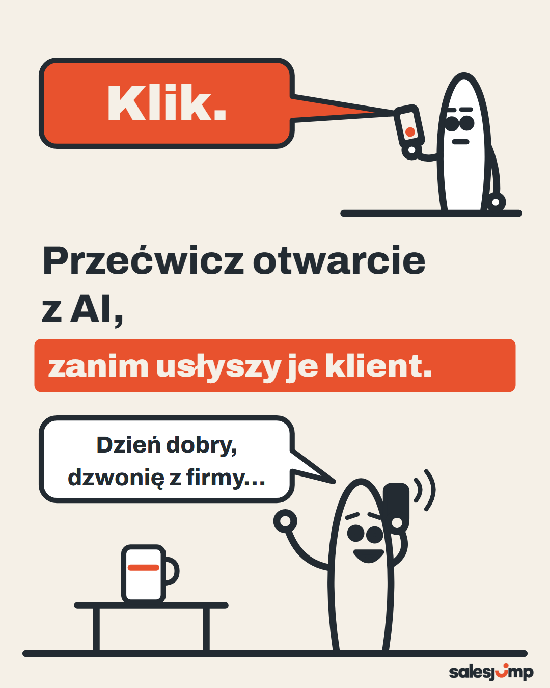 Jak zacząć zimny telefon? Przećwicz otwarcie z AI, zanim usłyszy je klient. Rysunek klienta, który się rozłącza