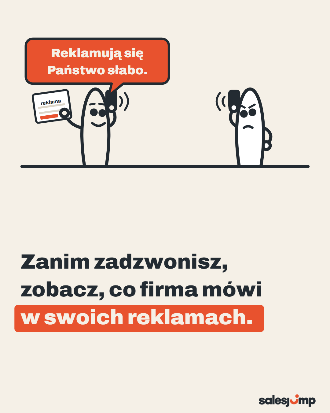 Zanim zadzwonisz, zobacz, co firma mówi w swoich reklamach. Handlowiec ocenia reklamy klienta przez telefon