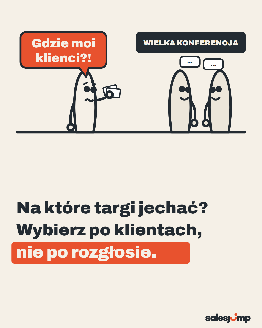 Na które targi jechać? Wybierz po klientach, nie po rozgłosie. Handlowiec z wizytówkami na wielkiej konferencji
