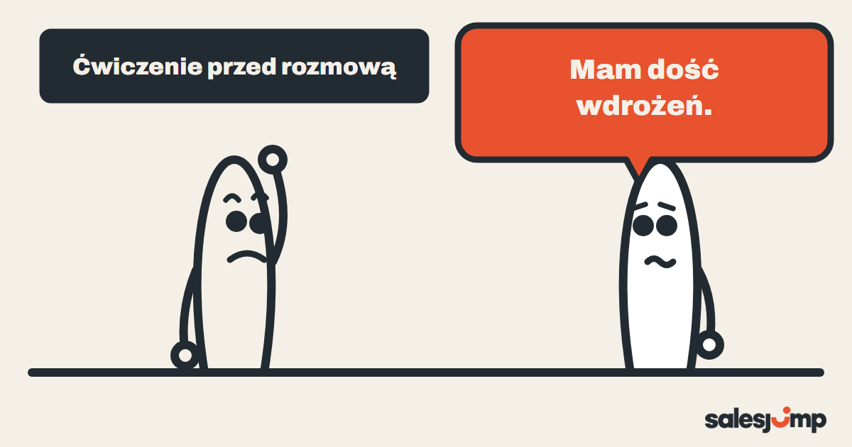 Handlowiec ćwiczy rozmowę z klientem odgrywanym przez AI, który mówi, że ma dość wdrożeń